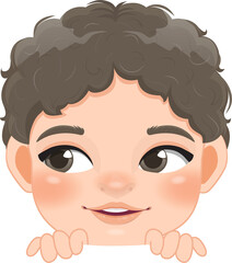 Cute Peekaboo Little Boy or Kid Peeking Boy Cartoon Character