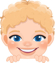 Cute Peekaboo Little Boy or Kid Peeking Boy Cartoon Character