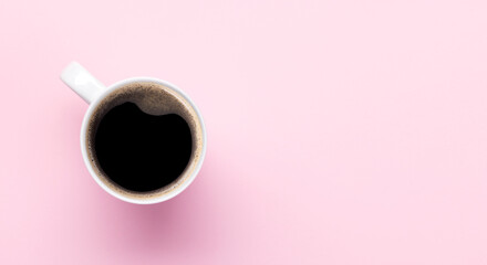 Espresso coffee on pink background