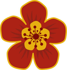 Red chinese flower flat icon