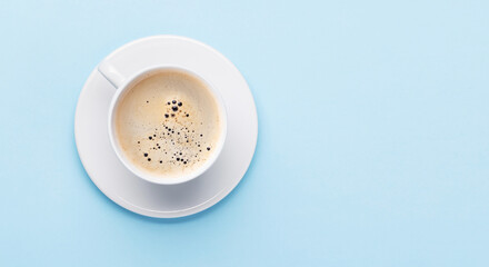 Espresso coffee on blue background
