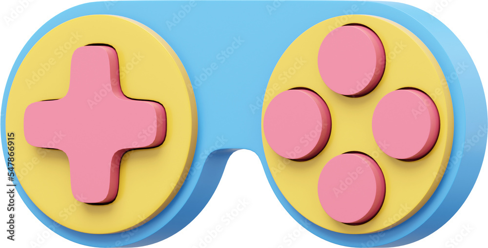 Poster minimalistic console game controller. png colorful icon on transparent background. 3d rendering.