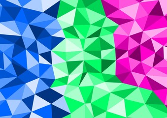 The illustrations and clipart. Abstract background with triangles, blue, green, and purple.