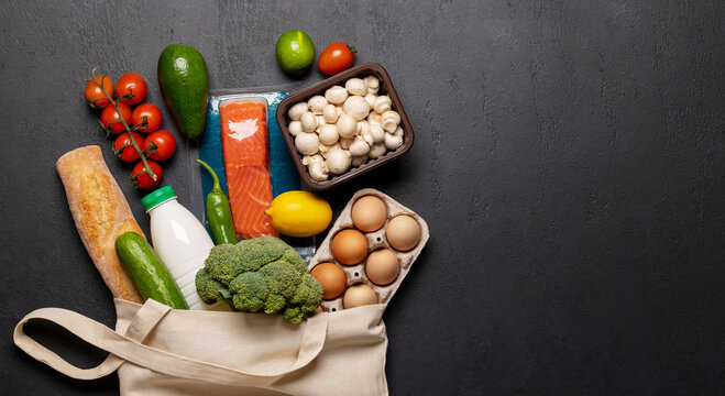 Shopping bag full of healthy food