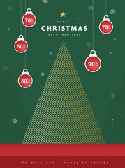 Christmas banner studio table room product display with copy space and christmas tree tag discount hanging