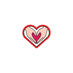Heart shape consisting of two hands joining. Hands and heart icon.
