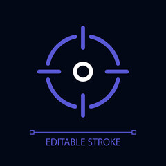 Aim pixel perfect color linear ui icon for dark theme. Focus on business. Corporate goals. Outline isolated user interface pictogram. GUI, UX design for night mode. Editable stroke. Arial font used