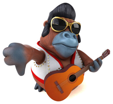 Fun 3D cartoon illustration of a Orang Outan rocker