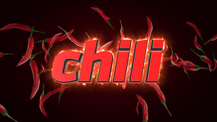 Burning Chili Peppers Red chilies and hot fire with flame in background
