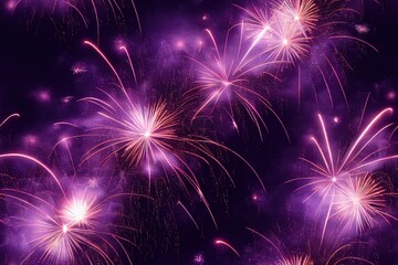 Naklejka premium Fireworks in Night Sky Seamless Texture Pattern Tiled Repeatable Tessellation Background Image