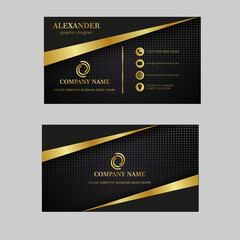 Luxury gold black Name Business Card minimalist template designLuxury gold black Name Business Card minimalist template design