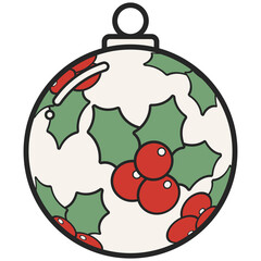 Cartoon Christmas Ball Decoration Illustration. Christmast Holiday and New year Festival Concept.