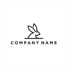 A simple rabbit logo with thin black lines on a white background, this logo is suitable for all types of businesses.