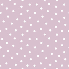 Purple rough polka dot on lilac background. Hand drawn seamless pattern. For wallpaper, textile, gift wrap, interior decoration, stationery and surface design