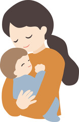 Obraz premium 抱き合う母と子のイラスト