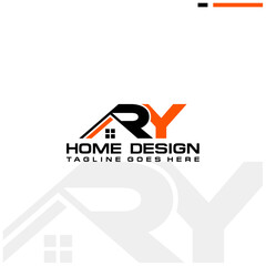 R Y initial home or real estate logo vector design - obrazy, fototapety, plakaty