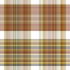 Woodland white tartan seamless pattern textile. Tonal autumnal forest plaid with organic texture. Background of orange stripe for rough wallpaper. 