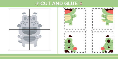 cut and glue animal education paper game for kindergarten and preschool cut and glue game for kids