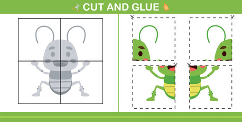cut and glue insect education paper game for kindergarten and preschool cut and glue game for kids