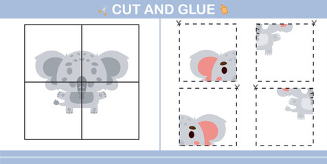 cut and glue animal education paper game for kindergarten and preschool cut and glue game for kids