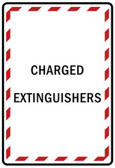 Obraz premium Fire emergency charged extinguisher sign and label
