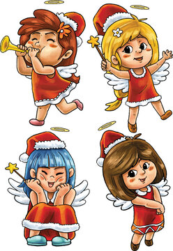 Isolated Angel celebrating Christmas