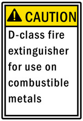 D-class fire extinguisher for use on combustible metal