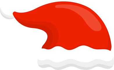 Red santa hat, christmas or new year, vector cartoon style, symbol icon illustration