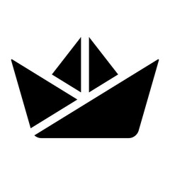 Origami Boat Glyph Icon Vector