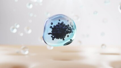 Animation blackhead treatments dissolve oil. blackhead removal. Animation cleansing foam, absorbing dirty skin. Water deep cleaning, concept skin care cosmetics solution. Cleansing foam absorbs skin.