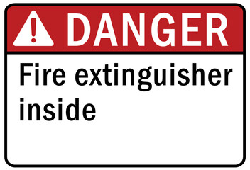 Fire extinguisher inside sign and label