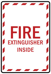 Fire extinguisher inside sign and label