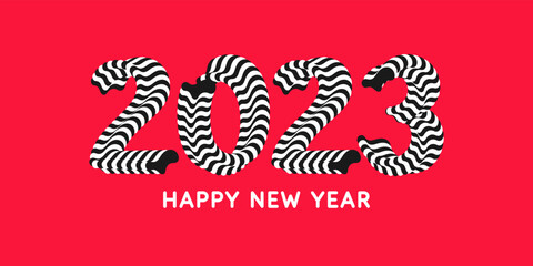 Background with the inscription Happy New Year 2023. Modern greeting poster