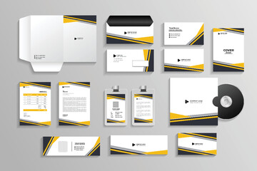Corporate branding identity with office stationery items and objects Mockup set,Template for industrial or technical company