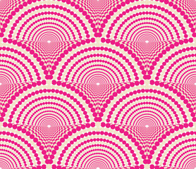 Abstract Psychedelic Dots Art Deco Style Geometric Seamless Vector Pattern Trendy Fashion Colors Perfect for Allover Upholstery Fabric Print or Wall Paper