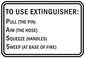 To use fire extinguisher guide sign