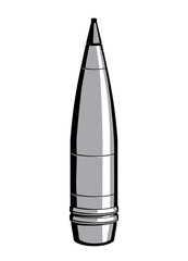 Ammunition. 155mm artillery shell. High explosive rounde. Isolated. Vector image for prints, poster and illustrations.
