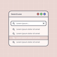 Search panel interface in vintage design style. Search bar vector illustration.