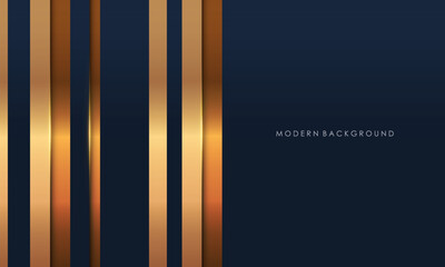 Modern background blue dop with golden lines luxury design