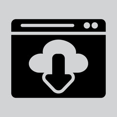 Cloud download icon in solid style about browser, use for website mobile app presentation