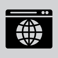 Website icon in solid style about browser, use for website mobile app presentation