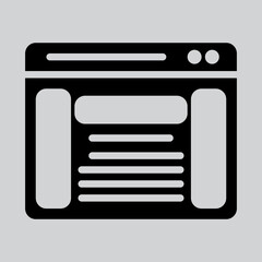 Sidebar icon in solid style about browser, use for website mobile app presentation