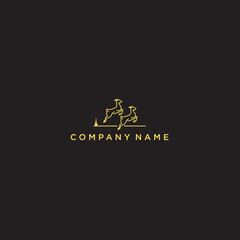 deer logo inspiration outline vector template illustration on gold colour .