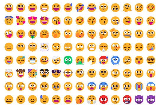 Microsoft emojis Windows 11 emoticons . set of popular emoji face for social media - Windows 11 22H2 Emoji design, New Updated - cute smiley emoticon collection signs. Editorial vector illustration