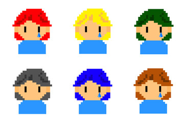 Obraz premium 泣いている女性 右分けボブ その1 アイコンセット