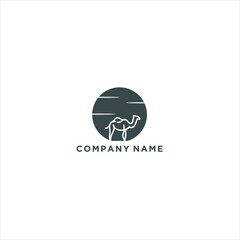 Obraz premium Arabian Logo caravan Camels in desert template vector 