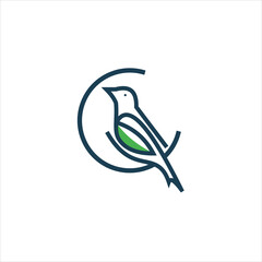 Bird Line Logo Design Vector Template 