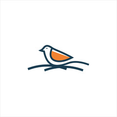 Bird Line Logo Design Vector Template 