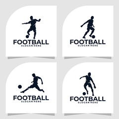 set of football player logo vector design silhouette