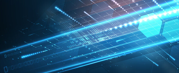 Quantum processing. Deep learning artificial intelligence. Future new technology  for business or science presentation